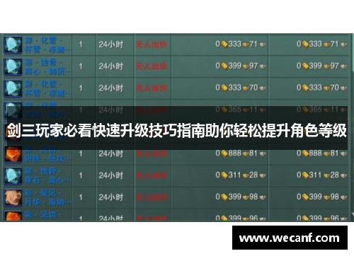 剑三玩家必看快速升级技巧指南助你轻松提升角色等级